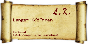 Langer Kármen névjegykártya
